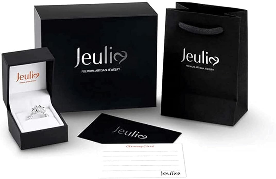 Jeulia 2 Carat Engagement Halo Rings for Women Sterling Silver Round Cut Bridal Set Cubic Zirconia Wedding Diamond Band Rings Promise Anniversary Rings for Her