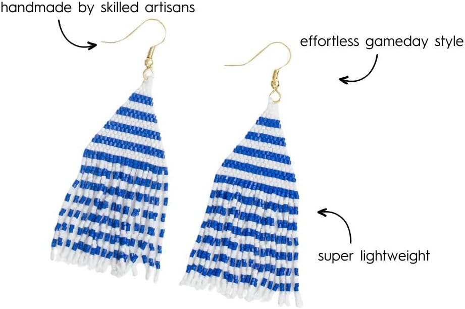 INK+ALLOY Game Day Earrings for Women, Luxe Beaded Fringe Earrings for Football Gameday Outfits, Handmade Jewelry for College Students, Team Gifts, Teachers, Football Moms