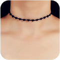 Fesciory Black Necklaces for Women, Adjustable Layered Velvet Leather Lace Collar Necklace, Goth Jewelry Gifts.
