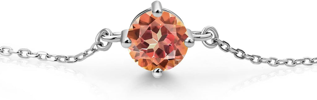 Gem Stone King Gemstone Birthstone Solitaire Bracelet For Women | 925 Sterling Silver | Round 6MM | Gift for Her Women Wife Mom Lady Daughter | Adjustable Bolo Bracelet | Easy-On Easy-Off
