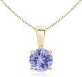 Angara Natural Tanzanite Solitaire Pendant for Women | Round Tanzanite Solitaire Pendant Necklace in 14K Solid Gold/Silver/Platinum With 18" Chain | December Birthday, Gemstone Jewelry Gift