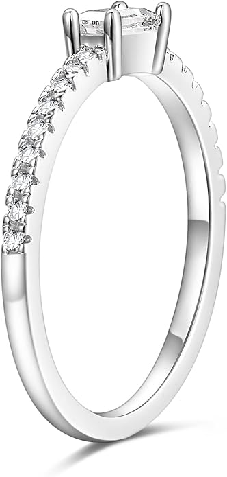 TIGRADE 1.5mm Eternity Ring Baguette Cubic Zirconia Anniversary Ring CZ Pave Wedding Band for Women Size 3-12