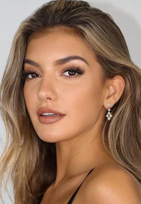 14K Gold Plated Dangle Earrings for Women Dainty Silver Drop Earring Trendy Small Long Dangling Wedding Bridesmaid Hoop Diamond Crystal Cute Earring Jewelry Valentine Gifts
