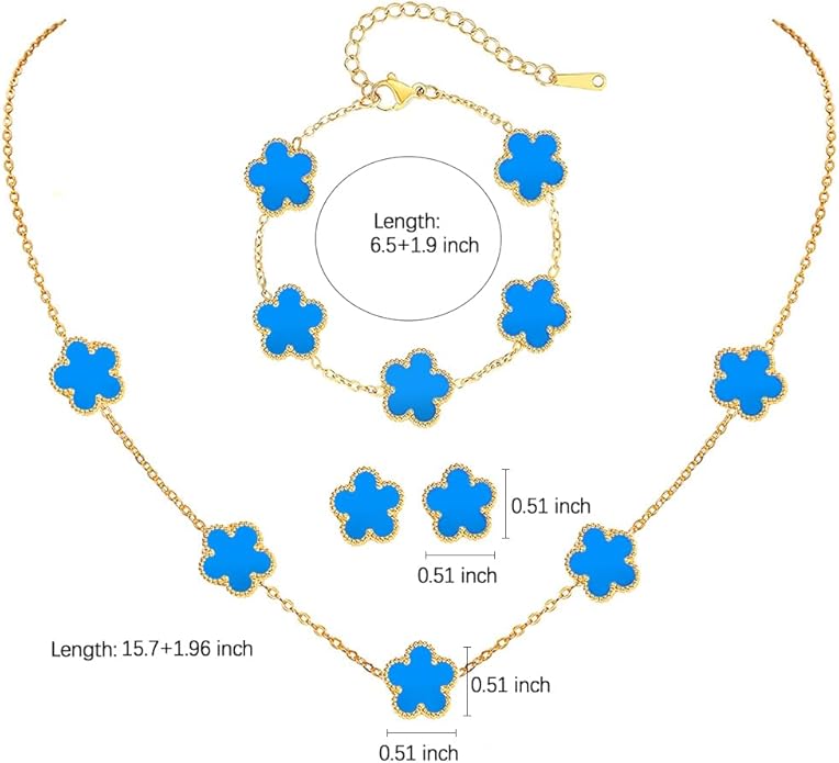 18K Gold-Plated Four Leaf Clover Bracelet for Women,Adjustable lucky Bracelet Set Jewelry Gift-Hypoallergenic Charm for Birthdays, Wellness & Daily Wear