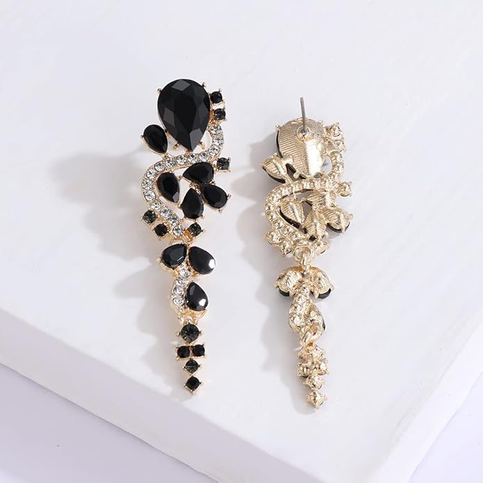 Rhinestone Statement Dangle Earrings Sparkly Crystal Bridal Wedding Earrings for Brides Bridesmaides Chandelier Teardrop Earrings for Women Prom Party