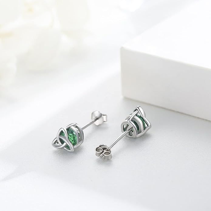 MEDWISE 925 Sterling Silver Birthstone Stud Earrings for Women Birthday Jewelry Gifts for Daughter Mother Women Valentines Day Gifts for Her