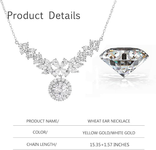 14K Gold D-color Round Cut Diamond Collarbone Necklace for Women, Ideal Gift for Your Beloved Wife, Choice for Special Occasions or Romantic Evenings Out,15.35+1.57" Chain