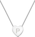 YL Initial Necklace 925 Sterling Silver Heart Letter Pendant A-Z Alphabet Cubic Zirconia Jewelry for Women