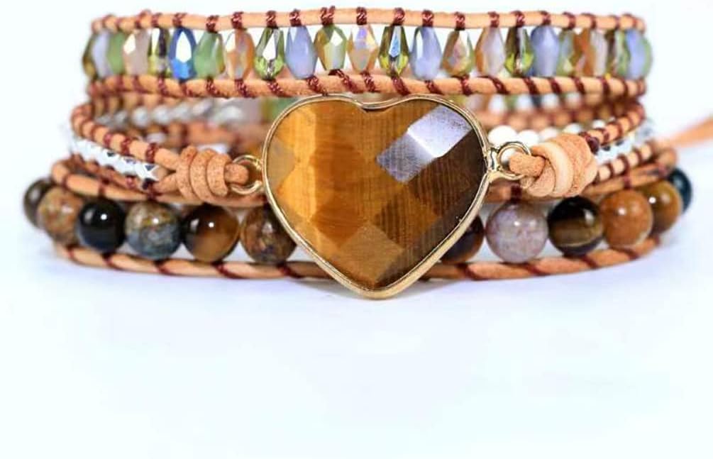 ZOSOJONA Women Wrap Bracelets Boho Natural Stone Jasper Turquoises Strand Bracelet Jewelry Collection