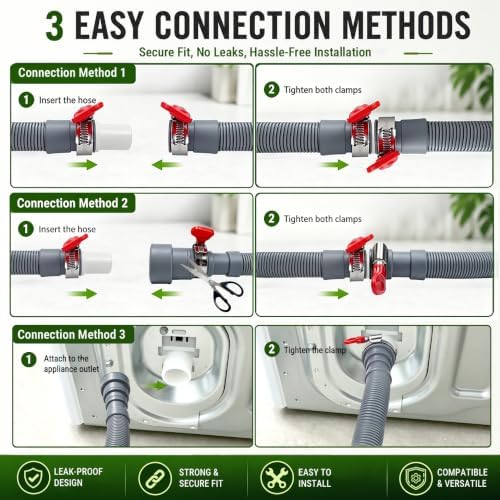 TTFLEX 6 FT Washing Machine Drain Hose, Washer Drain Hose Extension Kit - Image 6