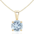 Angara Natural Aquamarine Solitaire Pendant for Women | Round Aquamarine Solitaire Pendant Necklace in 14K Solid Gold/Silver/Platinum With 18" Chain | March Birthday, Gemstone Jewelry Gift