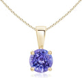 Angara Natural Tanzanite Solitaire Pendant for Women | Round Tanzanite Solitaire Pendant Necklace in 14K Solid Gold/Silver/Platinum With 18" Chain | December Birthday, Gemstone Jewelry Gift