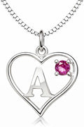 Silver Sterling Necklace Initial Letter A-Z Birthstone for Women – Personalized Custom Jewelry Pendant with Heart Design Customized Dainty Charm for Wife Girlfriend Mom – 18" Box Chain