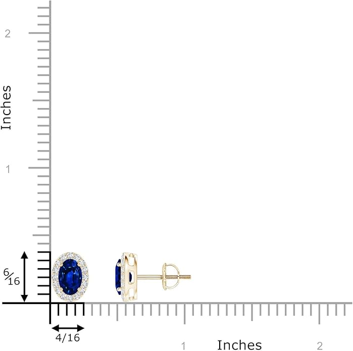 ANGARA Natural Blue Sapphire Earrings for Women | Prong-Set Oval Blue Sapphire Stud Earrings with Diamond Halo in 14K Solid Gold/Platinum | September Birthday, Anniversary, Gemstone Jewellery Gift
