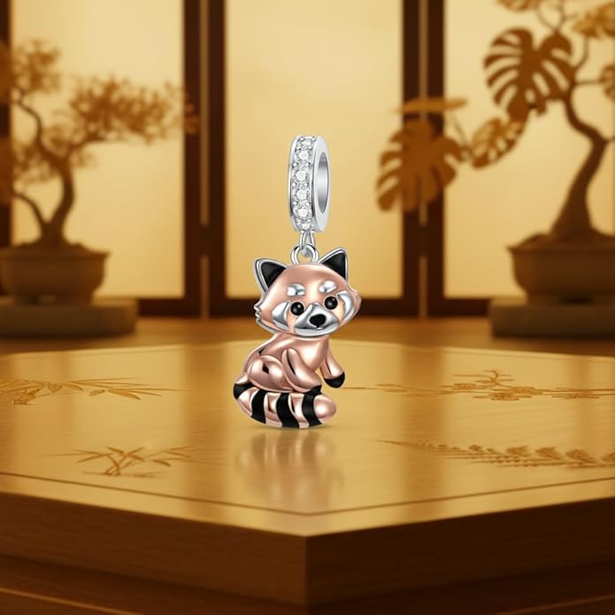 PROESS Sterling Silver/Red Panda/Cow/Highland Cow/Otter/Squirrel/Elephant/Axolotl/Cat/Fox/Bee/Butterfly/Hummingbird/Tiger/Lion/Mokeny/Koala/Dog Charm Animal Charms Bead for Jewelry Making