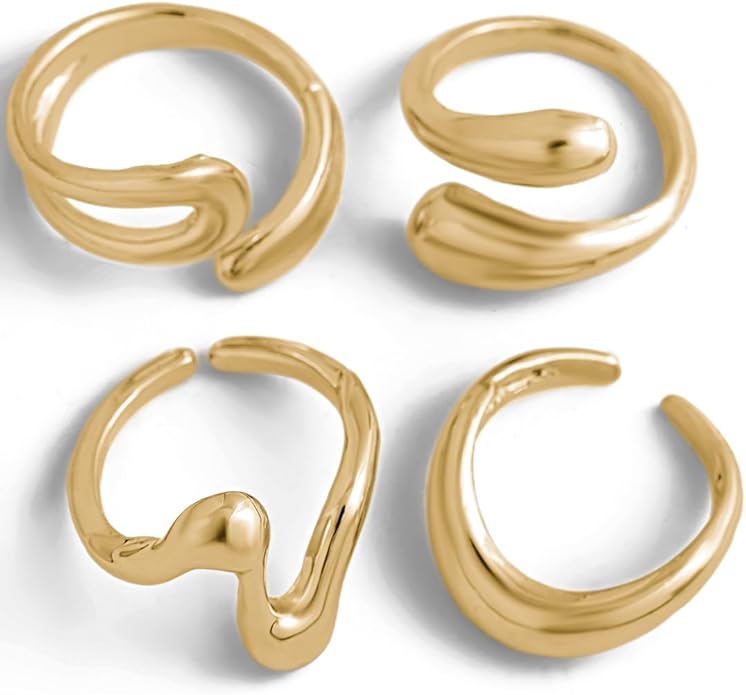 Sora Tuki Rings for Women Chunky Rings Set Adjustable Stackable Ring for Women Bold Thick Statement Ring Trendy Chunky Jewelry