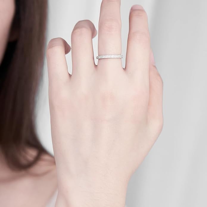 S925 Adjustable Silver Rings Embellished with 0.23 Carat D-color VVS1 Clarity Diamond Wedding Band - Dazzling Elegance Design, Ideal for Memorable Moments