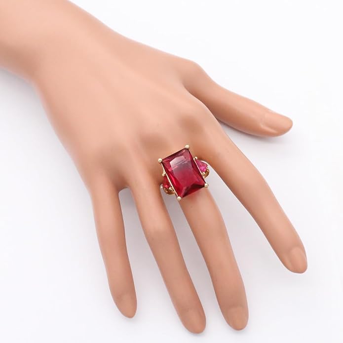 Lavencious Big Bold Radiant CZ Stones Stretch Rings for Women Size for 7-9