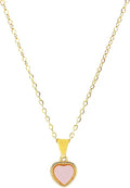 Cute Gold Heart Necklace for Women,18k Gold Plated Cubic Zirconia Charm Necklaces,Stainless Steel Women's Heart Stone Pendant Necklace for Women,16-18 Inches Adjustable Chain,Trendy Jewelry Gifts