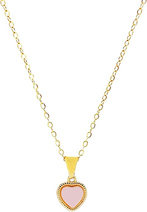 Cute Gold Heart Necklace for Women,18k Gold Plated Cubic Zirconia Charm Necklaces,Stainless Steel Women's Heart Stone Pendant Necklace for Women,16-18 Inches Adjustable Chain,Trendy Jewelry Gifts