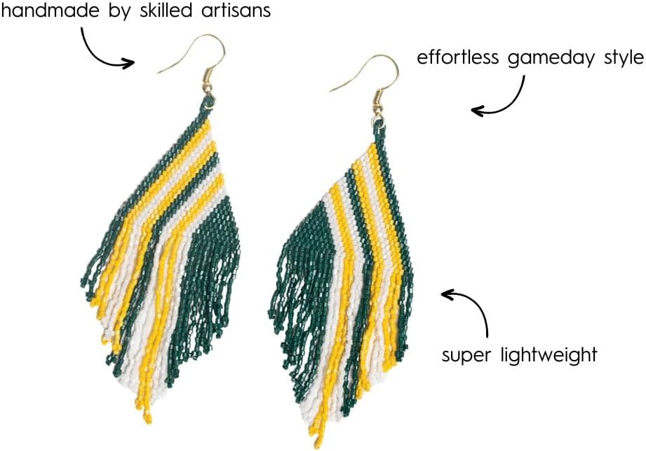 INK+ALLOY Game Day Earrings for Women, Luxe Beaded Fringe Earrings for Football Gameday Outfits, Handmade Jewelry for College Students, Team Gifts, Teachers, Football Moms