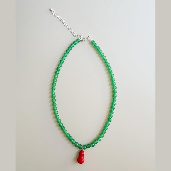 DISTANT DRUMS Simple Natural Green Aventurine Stone Jewelry Set for Women,Hoop Earrings,Bracelet,Necklace,18K Gold-plated Spiritual Gift,Fortunate Stone Jewelry,Choker
