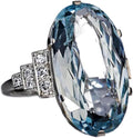 925 Silver Super Flash Oversized Oval Blue Crystal Ring Found Diamond Ring Found Female Jewelry Earrings (US Code 10)