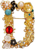 Crystal Pearl Initial Brooches Pins Gold Letter A-Z Lapel Pin Enamel Colorful Alphabet Letter Breastpin Pin Jewelry for Women Girls