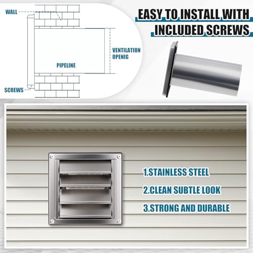 Glooglitter 4'' Dryer Vent Cover Outside Wall Stainless Steel Dryer Vent Cover - Image 5
