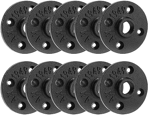 1/2" Heavy Duty Black Floor Flange, Home TZH 10 Pack Malleable iron Pipe Flange by HomeTZH