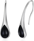 925 Sterling Silver Small Pear-Shaped Modern Style Hook Earrings with Crystals from Austria