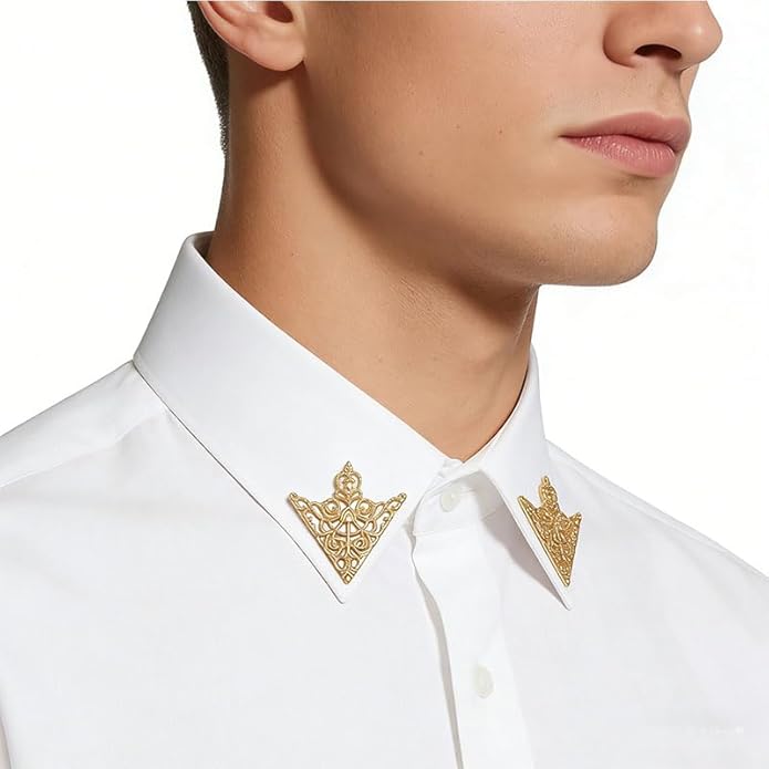 5 Pairs Retro Hollow Pattern Shirt Collar Brooches For Women And Men Gold Plated Triangle & Simple Elegant Double Leaf Collar Pin Brooches Gold Silver Plant Brooch Jewelry