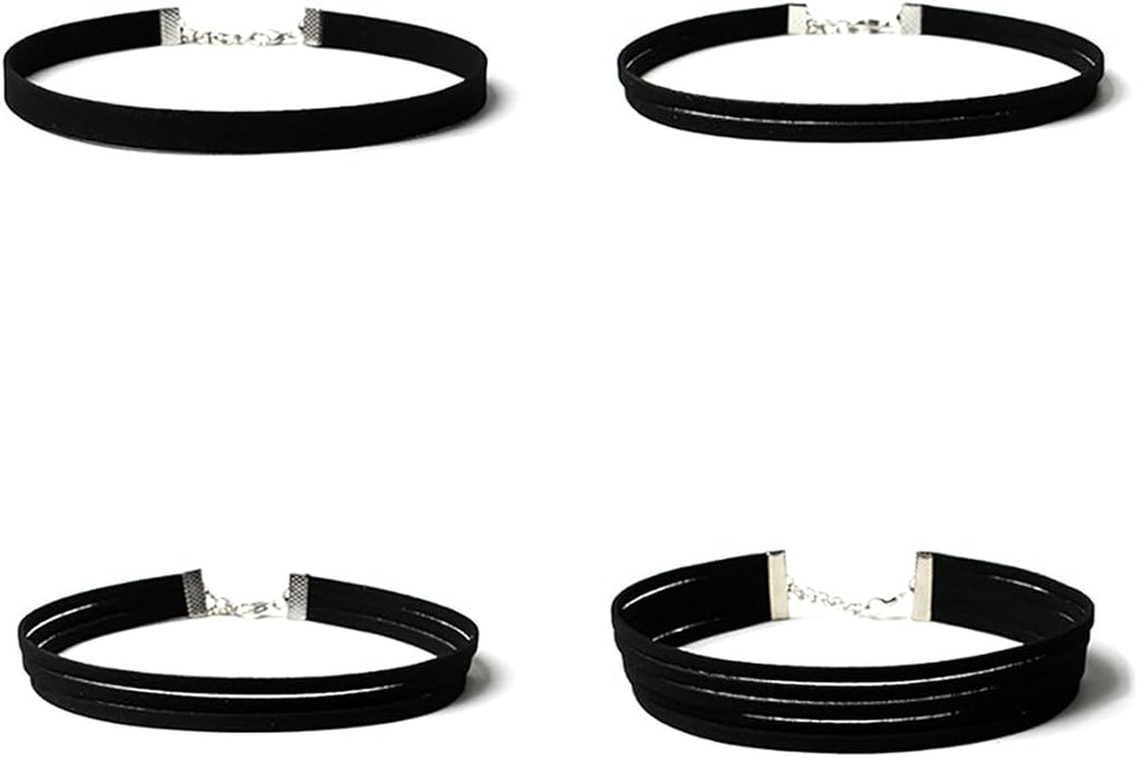 Gothic Black Velvet Choker Set for Womens Vintage Gothic Lace Vampire Choker Necklace Adjustable Layered Lace Chokers Halloween Jewelry