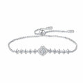 14K White Gold Over S925 Sterling Silver Princess/Round Cut D-color VVS1 Diamond Bracelet, Adjustable Chain with 0.7ct/0.5ct/1ct Diamond, Ideal Surprise for Trendy Women