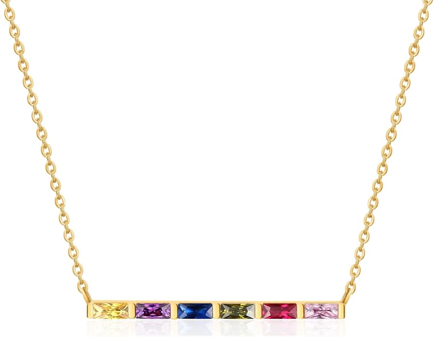 Wendy Made Personalized 1-6 Birthstone Necklace for Women — Custom Dainty Jewelry with Adjustable Chain for Mother’s Day, Birthday, Anniversary & Christmas Gifts