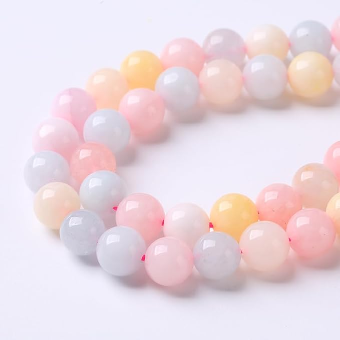 60pcs 6mm Natural Stone Morganite Beads Round Loose Beads for Jewelry Making DIY Bracelets Necklaces Crystal Energy Healing Stone Beads 15" (6mm, Morganite)
