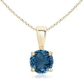 Angara Natural Blue Topaz Solitaire Pendant for Women | Classic Prong-Set Round Blue Topaz Pendant in 14K Solid Gold/Silver/Platinum With 18" Chain | December Birthday, Gemstone Jewelry Gift