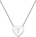 YL Initial Necklace 925 Sterling Silver Heart Letter Pendant A-Z Alphabet Cubic Zirconia Jewelry for Women