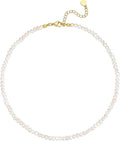 Natural Freshwater Baroque Pearl Necklace 14K Gold Plated Dainty Choker Necklace for Women Girls Snake Chain/Cuban Link/Paperclip/Ball Beaded Chain/Tennis Chain Fashion Jewelry for Gift