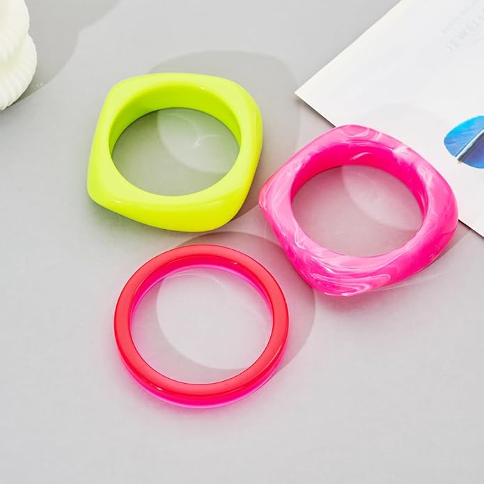 LILIE&WHITE 3 PCS Acrylic Resin Bracelet For Women Trendy Chunky Bangle Bracelets Fashion Colorful Bracelet Jewelry Gift