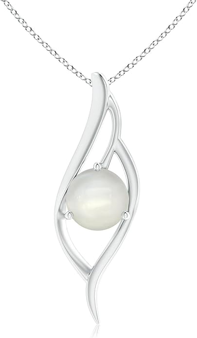Angara Natural Moonstone Pendant for Women | Moonstone Angel Wing Bypass Pendant in 14K Solid Gold/Platinum With 18" Chain | Birthday, Anniversary, Gemstone Jewelry Gift