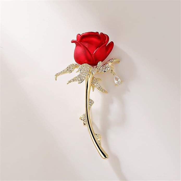 Red Rose Flower Brooches and Pins for Women Costume Jewelry Brooch Pins Broches Jewelry for Women Elegant Lady Pin