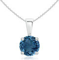 Angara Natural Blue Topaz Solitaire Pendant for Women | Classic Prong-Set Round Blue Topaz Pendant in 14K Solid Gold/Silver/Platinum With 18" Chain | December Birthday, Gemstone Jewelry Gift