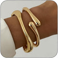 Chunky Gold Bangles Bracelets for Women Gold Cuff Bracelet Set Waterproof Non Tarnish Stack Bracelet for Women Gifts