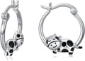 JUSTKIDSTOY Hypoallergenic Panda/Unicorn/Hummingbird/Dolphin Hoop Earrings for Women 925 Sterling Silver Animal Huggie Hoop Earrings Jewelry Gifts for Sensitive Ears