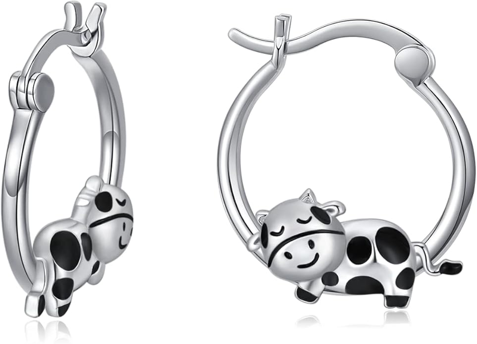 JUSTKIDSTOY Hypoallergenic Panda/Unicorn/Hummingbird/Dolphin Hoop Earrings for Women 925 Sterling Silver Animal Huggie Hoop Earrings Jewelry Gifts for Sensitive Ears