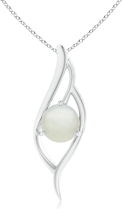 Angara Natural Moonstone Pendant for Women | Moonstone Angel Wing Bypass Pendant in 14K Solid Gold/Platinum With 18" Chain | Birthday, Anniversary, Gemstone Jewelry Gift