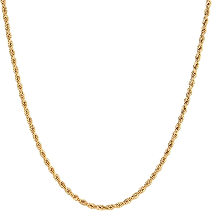 Fashion Necklace, White Gold and 18K Gold Plated Necklaces, Snake Chain, Rope Chain.Best Gift for Woman(16-18in)