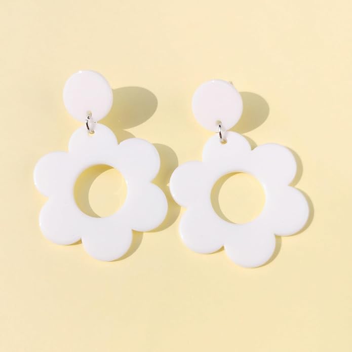 70s Earrings Retro White Acrylic Hoop Earrings 70s Accessories for Women 70s Jewelry Disco Outfits for Women