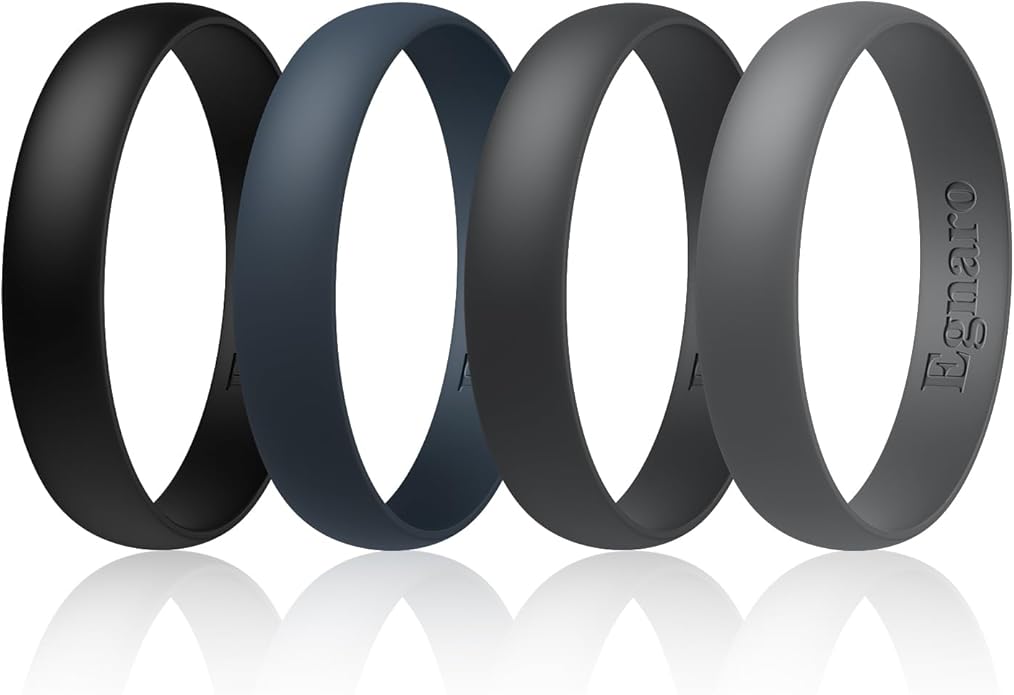 Egnaro Silicone Rings for Her, Rubber Wedding bands for Him, Breathable Engagement thin Unisex Design, Variety Multipack 1-7